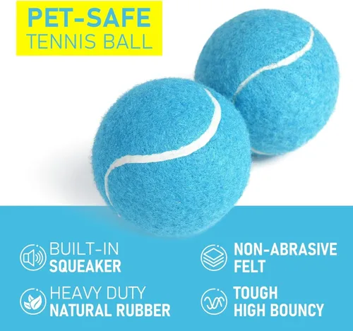 Miniatura 3 de Prime Pets Pelotas de tenis para perros, paquete de 4, mini pelotas de tenis duraderas de alto rebote de 2 pulgadas para perros, pelota chirriante