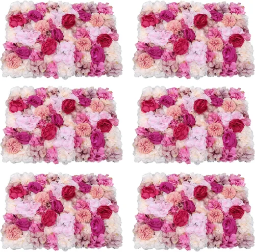 Miniatura 16 de Paneles de flores para decoración de pared, panel de fondo de pared de flores artificiales, decoración de flores, 23.6 x 15.7 in (24 x 16 pulgadas)