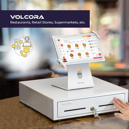 Miniatura 5 de Volcora Cajón manual para caja registradora de 16" para sistema de punto de venta (POS), cajón blanco resistente parcialmente extraíble con 5