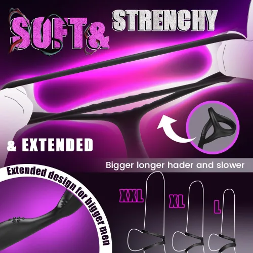 Miniatura 5 de Vibrador anal masculino Masajeador de próstata Juguetes con anillo para la polla, 9 oscilaciones de empuje y vibración Control remoto Consolador