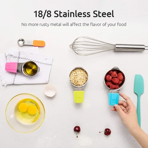 Miniatura 3 de Tazas medidoras, juego de tazas medidoras magnéticas y cucharas U-Taste de 13 piezas en acero inoxidable 18/8: 7 tazas medidoras y 5 cucharas