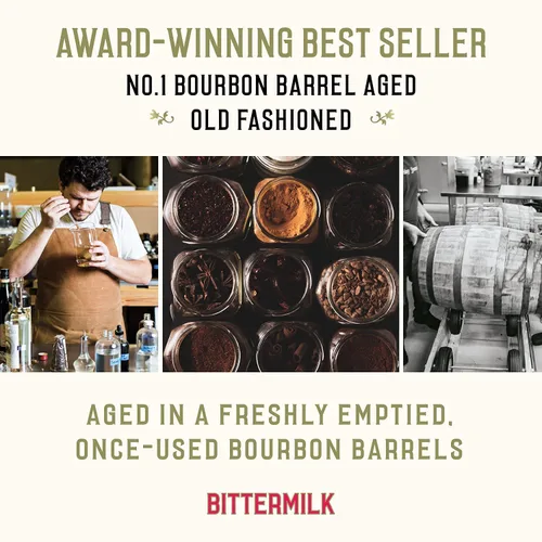 Miniatura 3 de Bittermilk Single Serve No.1 Bourbon Barrel Aged Old Fashioned Mix - Kit de moda antigua - Juego de amargos de cóctel - Mini mezcladores de cóctel