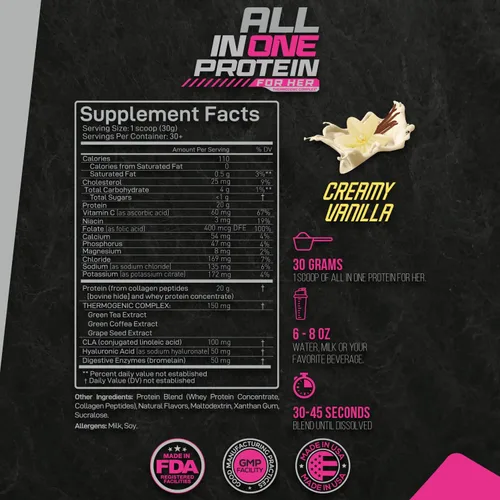 Miniatura 3 de Forzagen Proteína todo en uno para ella Proteína en polvo para mujer con péptidos de colágeno múltiple Suplemento de colágeno hidrolizado, salud