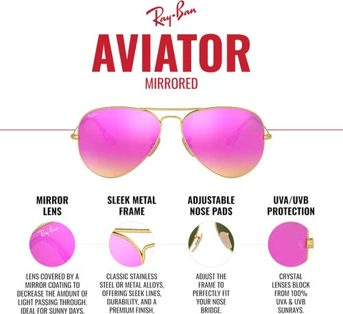 Miniatura 5 de Ray-Ban Unisex Adult RB3025 Classic Mirrored Aviator Sunglasses