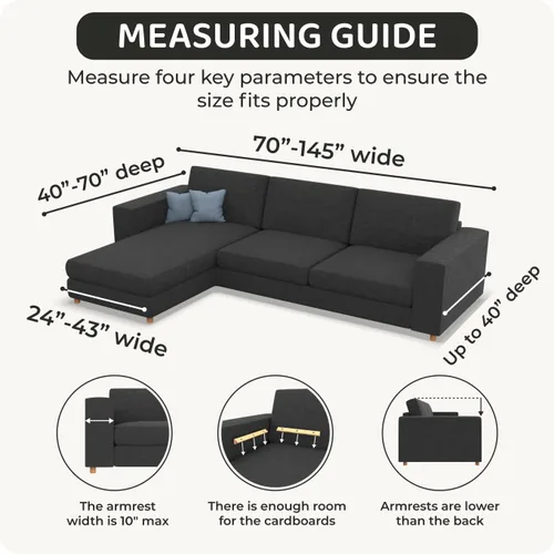 Miniatura 5 de PAULATO BY GA.I.CO. Funda para sofá seccional - Funda de sofá chaise en forma de L - Fundas de esquina lavables - Funda elástica de ajuste perfecto