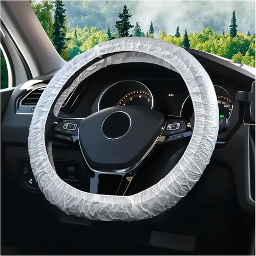 50 fundas desechables mejoradas para volante con banda elástica, funda gruesa para volante de automóvil para protección, cubierta de ruedas de