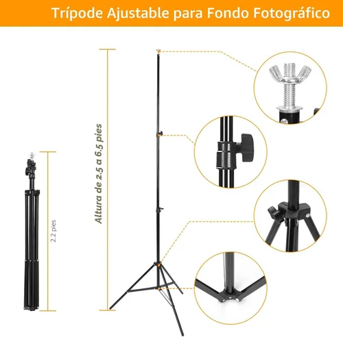 Miniatura 4 de Kit de soporte de fondo ajustable de 10 pies, sistema de soporte de fondo de fotografía de alta resistencia con abrazaderas y bolsa de transporte
