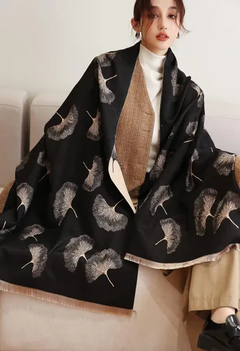 Miniatura 23 de iCuviy Bufanda grande de moda para invierno, chales y envolturas para mujer, extra suave, sensación de cachemira, bufandas frías para mujer