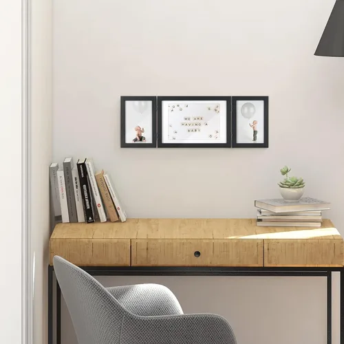 Miniatura 5 de Sonefreiy Marco de Fotos Múltiple, Collage de 3 Marcos de Fotos 4x6 y 5x7 en Madera Triple Negra para Escritorio y Pared, Regalo para Familia