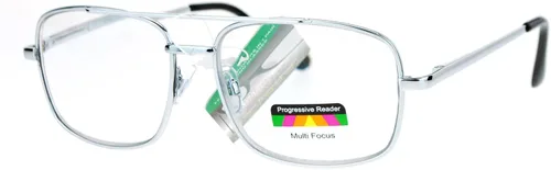Miniatura 2 de SA106 Gafas de lectura progresivas con marco metálico rectangular Multi 3 Focus plateado