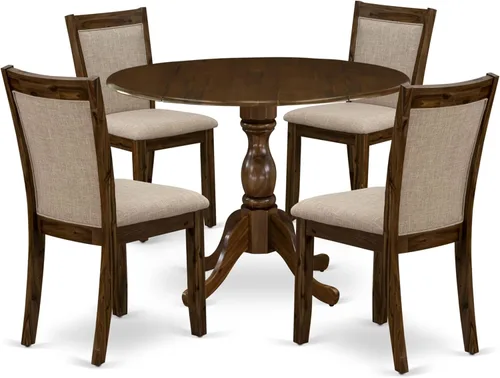 Miniatura 18 de East West Furniture DMMZ5-AB6-06 - Juego de mesa de comedor de 5 piezas para 4 personas, incluye una mesa de cocina redonda con Dropleaf y 4 sillas