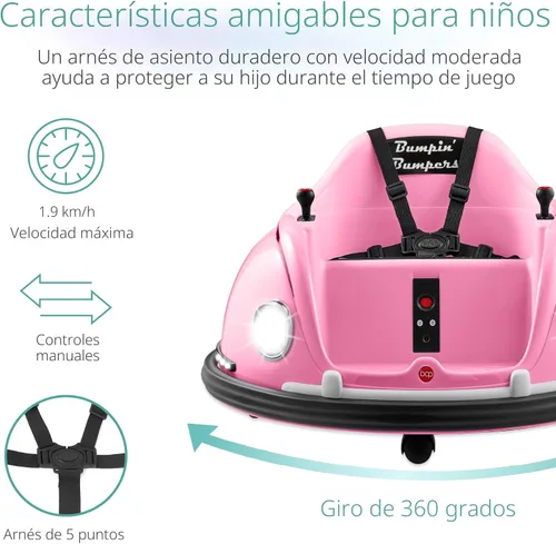 Miniatura 6 de Best Choice Products Auto Eléctrico Infantil Montable Bumper Car Bumpin de 6V, 1.5 - 6 Años, Control Remoto para Padres, Giro de 360 Grados, Luces