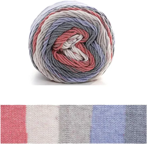 Miniatura 13 de Hilo de color de algodón para tartas, hilo multicolor arcoíris para tejer y tejer a ganchillo, 2 bolas de 7.05 oz, 45% algodón, 55% acrílico, hilo