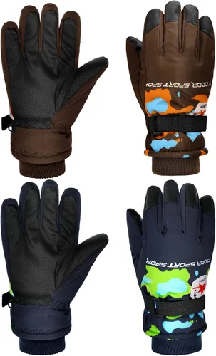 2 pares de guantes de invierno para niños, guantes de esquí impermeables para niños y niñas, guantes de nieve, accesorio cálido para esquí, patinaje