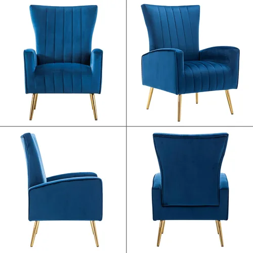 Miniatura 7 de LSSPAID Juego de 1 sillas decorativas de terciopelo, tapizadas de tela moderna, sillas para sala de estar, sillones con respaldo de ala y patas