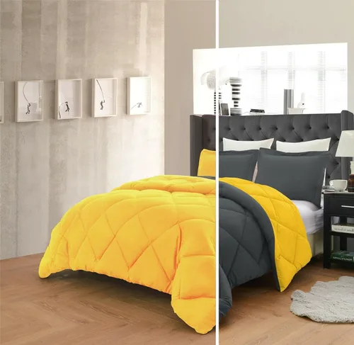 Miniatura 5 de Empire Home Juego de edredón reversible y fundas de almohada de 3 piezas en 10 combinaciones de colores, alternativa al plumón (negro/gris, King)