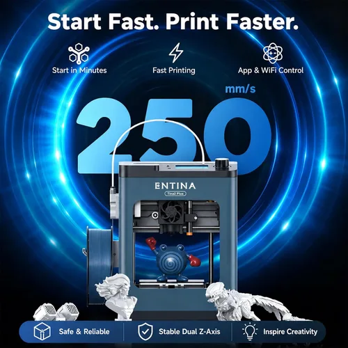 Miniatura 2 de Entina Tina2 Plus Impresoras 3D inteligentes con impresión rápida de 250 MM/S, totalmente montada, impresora 3D para niños y principiantes