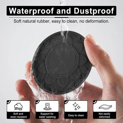 Miniatura 4 de SINGARO - Posavasos para tazas de automóvil, 4 soportes de silicona integrados en portavasos decorativos, soportes universales antideslizantes
