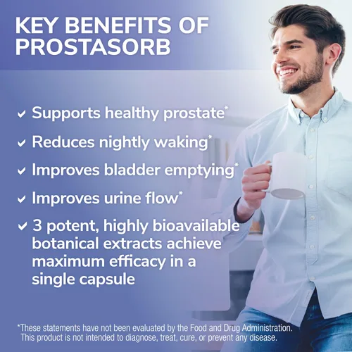 Miniatura 4 de Tesseract ProstaSorb, suplementos de próstata para hombres con palma enana, pigeo y calabaza, apoya la función saludable de la próstata, vaciado