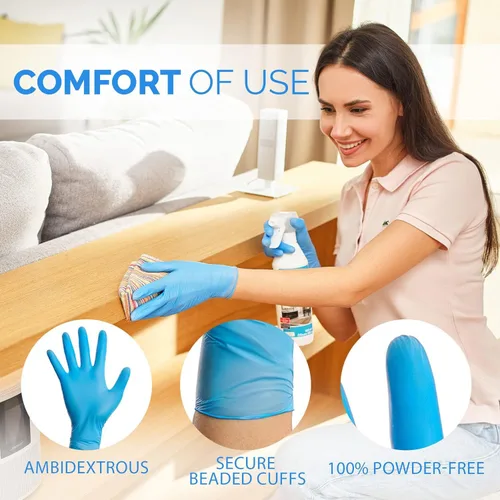 Miniatura 4 de [100 guantes de nitrilo – Examen desechable sin polvo ni látex – Grado médico y alimenticio – 3 mil – sensible al tacto