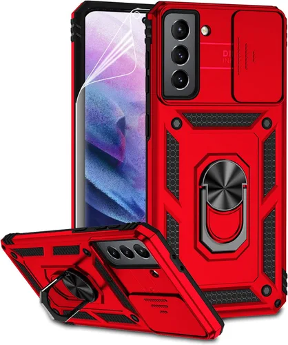 Miniatura 13 de Funda para Samsung Galaxy S21 con cubierta para lente de cámara, protector de pantalla HD, doble capa de grado militar, probada contra caídas