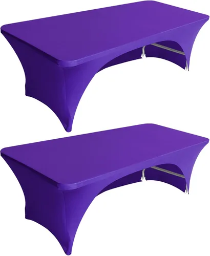 Miniatura 9 de Eurmax USA - Paquete de 2 manteles de elastano de 4 pies, ajustable en más de 30 colores de poliéster, manteles de elastano elástico, mantel de mesa