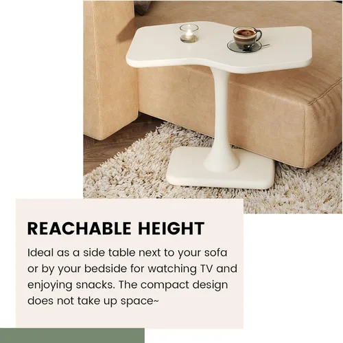 Miniatura 5 de Guyii Mesa auxiliar blanca pequeña para sofá, mesa curvada para sala de estar, dormitorio