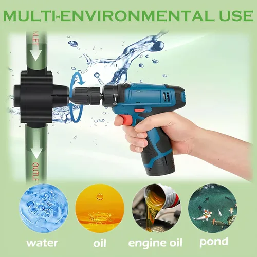 Miniatura 4 de Bomba de taladro para transferencia de agua, nuevas bombas de agua portátiles para taladro manual, mini autocebante manual, velocidad de bombeo 1