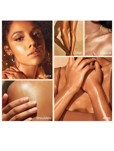 Miniatura 7 de Polvo de resaltado con purpurina, maquillaje para iluminar el rostro natural tridimensional en polvo para resaltador de mejillas.