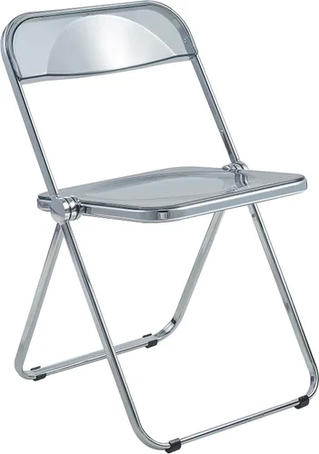 Miniatura 28 de LeisureMod Lawrence - Silla plegable de acrílico transparente moderna con marco de metal, asiento transparente que ahorra espacio para comedor