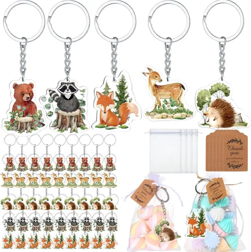 Miniatura 7 de Wettarn Juego de 50 regalos de oso para baby shower, regalos de fiesta de baby shower, recuerdos de devolución para invitados, incluye llaveros