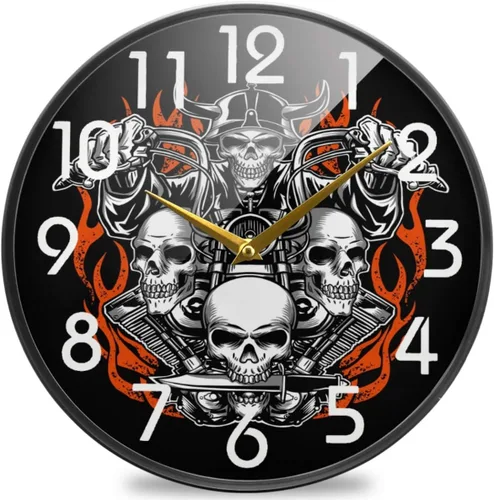 Miniatura 26 de Naanle Reloj de pared redondo con estampado de bandera de la policía estadounidense envejecida, reloj de escritorio analógico silencioso de cuarzo