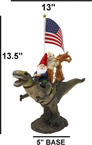 Miniatura 9 de Funny Guy Mugs Estatua de gnomo de jardín - T-Rex Fellowship - Escultura de gnomo de jardín para interiores y exteriores para patio, patio o césped
