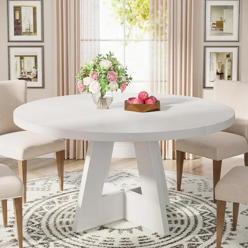 Miniatura 13 de Tribesigns Mesa de Comedor Redonda de 47 Pulgadas Mesa de Cocina de Madera para Comedor, Mesas de Dinner Room de 47" para 4-6, Muebles de Acento