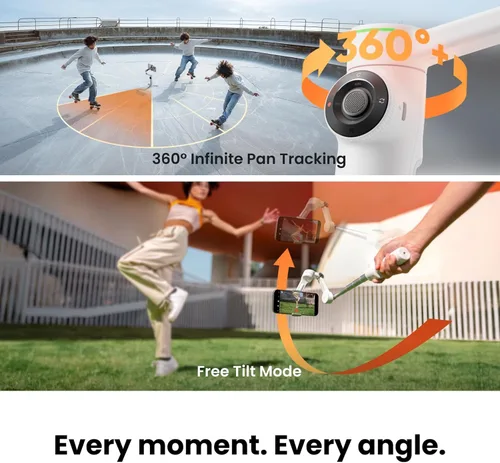 Miniatura 3 de Insta360 Flow 2 Pro AI Tracker Bundle gris – Primer cardán de teléfono AI en la industria con Apple DockKit, seguimiento pionero de 360º panorámica