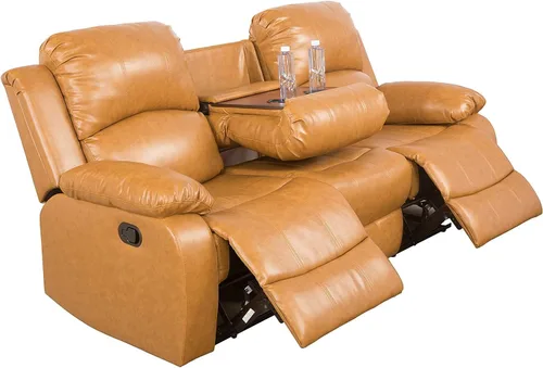 Miniatura 7 de Juego de muebles de sala de estar de cuero reconstituido con sofá reclinable, juego de sofá reclinable, silla de dos cuerpos, juegos de muebles