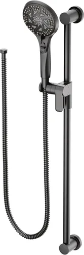 Moen 3671EPBL - Ducha de mano masajeadora de 5 funciones con pausa de palanca, incluye barra deslizante de 30 pulgadas y manguera de 69 pulgadas,