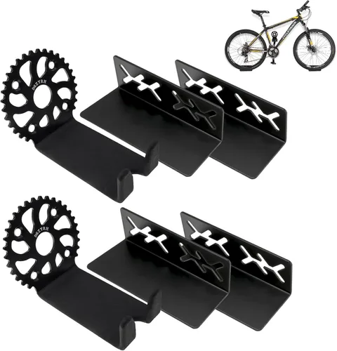 Miniatura 9 de MZYRH Soporte de pared resistente para bicicleta, acero inoxidable, 1 paquete, negro