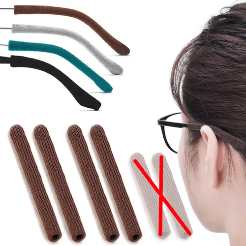 Miniatura 8 de 2 pares de agarraderas extendidas para orejas de anteojos, cojín de brazo de algodón de punto suave mejorado para anteojos detrás de la oreja