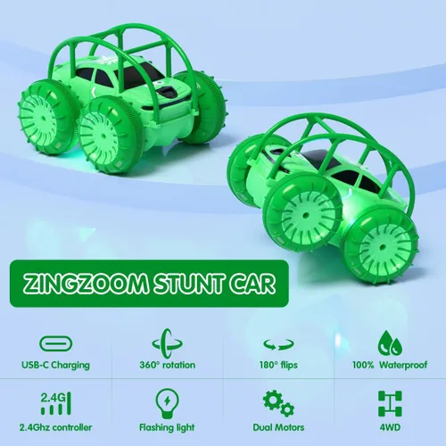 Miniatura 2 de Coche de control remoto, carga directa rápida, auto a control remoto, anfibio, recargable, auto de acrobacias giratorio de 360°, LED de 2.4 GHz