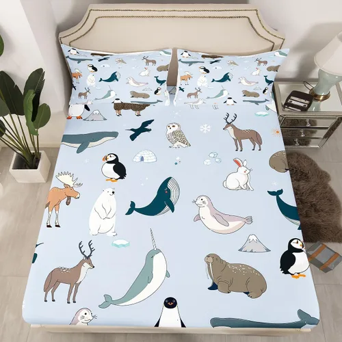 Miniatura 9 de Juego de sábanas ajustables de hurón para niños, bonitos juegos de ropa de cama de animales salvajes, lindo juego de ropa de cama de vida silvestre
