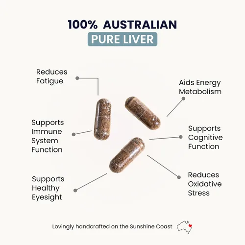 Miniatura 3 de Organic Collagen Australia Cápsulas de hígado puro, alimentadas con pasto y criadas en pastos, fuente de energía B12, apoyo inmunológico, fuerza