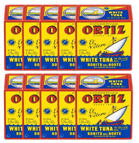 Miniatura 7 de Ortiz Atún blanco en aceite de oliva, rebanadas tiernas frescas, atún silvestre español, alto en proteínas y grasas Omega 3, excelente en ensaladas