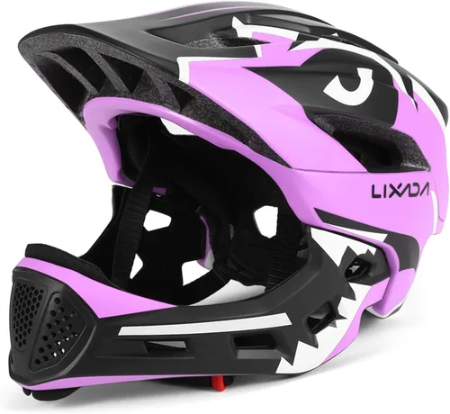 Miniatura 13 de Lixada Casco de bicicleta para niños, ajustable, desmontable, de cara completa, casco de ciclismo para niños, bicicleta, monopatín, scooter,
