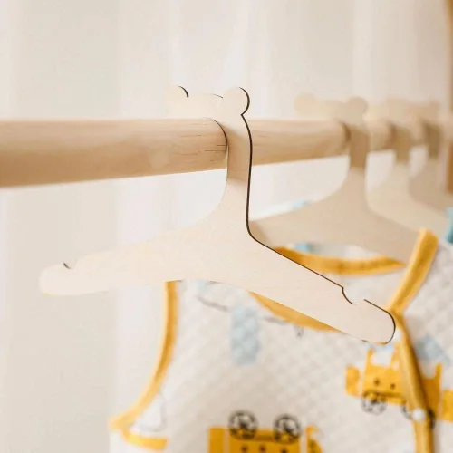 Miniatura 6 de Generic 5/10 perchas de madera para osos para niños, 9 pulgadas, ganchos de madera para ropa y pantalones, naturales, sin terminar, ahorro