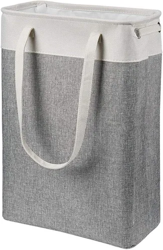 Miniatura 16 de Cesta de ropa sucia con asas beige y marrón, cesta de lavandería delgada plegable, cesta de ropa sucia estrecha, bolsa de lavandería plegable, cesto