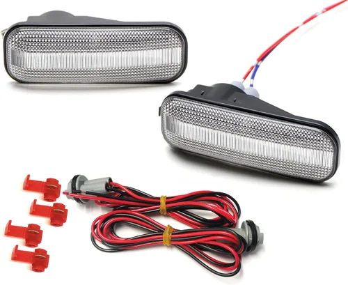 Miniatura 9 de iJDMTOY JDM-Spec - Luces de marca lateral de parachoques delantero con lentes ámbar semitransparentes y LED completos con cables de conexión