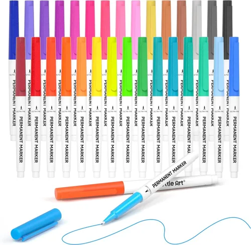 Shuttle Art Marcador permanente, 30 colores de punta ultrafina, colores surtidos, funciona en plástico, madera, piedra, metal y vidrio para niños,