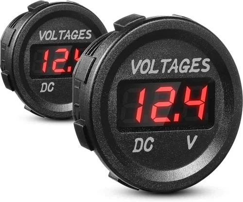 Miniatura 10 de BBTO 2 Piezas DC 12V Medidor de Voltaje para Auto con Pantalla LED, Voltímetro Digital Impermeable, Panel Redondo Compatible con Vehículo