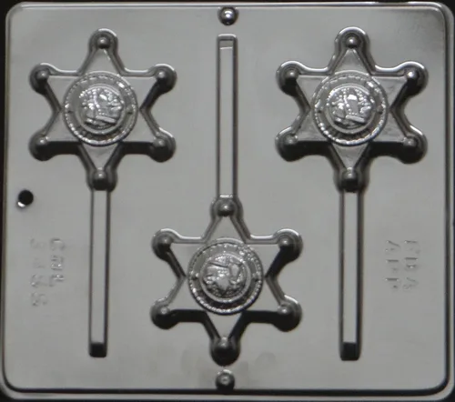 Miniatura 4 de Molde de caramelo de chocolate con diseño de piruleta con insignia del sheriff 3455